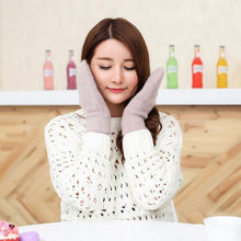 Load image into Gallery viewer, Women Winter Thick Knitted Cashmere Double Layer Plush Wool Knit Warm Mittens Female Cute Full Fingers Gloves L80