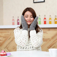 Load image into Gallery viewer, Women Winter Thick Knitted Cashmere Double Layer Plush Wool Knit Warm Mittens Female Cute Full Fingers Gloves L80