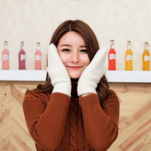 Load image into Gallery viewer, Women Winter Thick Knitted Cashmere Double Layer Plush Wool Knit Warm Mittens Female Cute Full Fingers Gloves L80