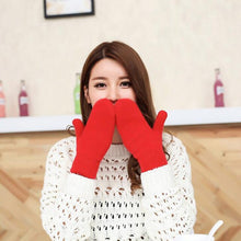 Load image into Gallery viewer, Women Winter Thick Knitted Cashmere Double Layer Plush Wool Knit Warm Mittens Female Cute Full Fingers Gloves L80