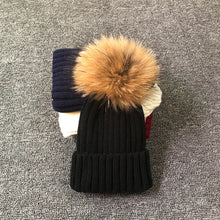 Load image into Gallery viewer, Winter Brand Female Fur Pom Poms hat Winter Hat For Women Girl 's Hat Knitted Beanies Cap Hat Thick Women Skullies Beanies