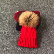Load image into Gallery viewer, Winter Brand Female Fur Pom Poms hat Winter Hat For Women Girl 's Hat Knitted Beanies Cap Hat Thick Women Skullies Beanies