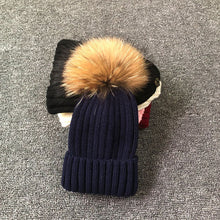 Load image into Gallery viewer, Winter Brand Female Fur Pom Poms hat Winter Hat For Women Girl 's Hat Knitted Beanies Cap Hat Thick Women Skullies Beanies