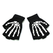 Load image into Gallery viewer, Halloween Style Gloves Horror Skull Claw Bone Skeleton Half Gloves Novelty Unisex Mitten Gloves Winter Hand Warmer