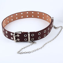 Load image into Gallery viewer, Women Punk Chain Fashion Belt Adjustable Double/Single Row Hole Eyelet Waistband with Eyelet Chain Decorative Belts 2020 New