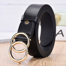 Load image into Gallery viewer, 2020 New Designer's Famous Brand Leatherhigh Quality Belt Fashion Alloy Double Ring Circle Buckle Girl Jeans Dress Wild Belts