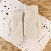 Load image into Gallery viewer, Double-layer rabbit hair gloves female winter Korean version of solid color all fingers winter women gloves girls mittens