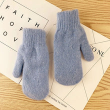 Load image into Gallery viewer, Double-layer rabbit hair gloves female winter Korean version of solid color all fingers winter women gloves girls mittens