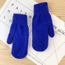 Load image into Gallery viewer, Double-layer rabbit hair gloves female winter Korean version of solid color all fingers winter women gloves girls mittens