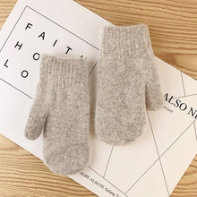 Load image into Gallery viewer, Double-layer rabbit hair gloves female winter Korean version of solid color all fingers winter women gloves girls mittens