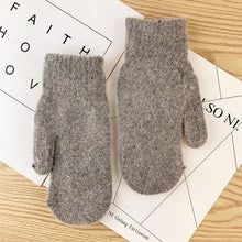 Load image into Gallery viewer, Double-layer rabbit hair gloves female winter Korean version of solid color all fingers winter women gloves girls mittens