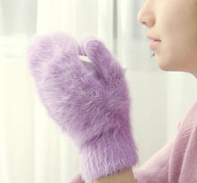 Load image into Gallery viewer, cute rabbit wool gloves female winter mittens factory outlet fur gloves fingerless gloves winter gloves women girls mittens