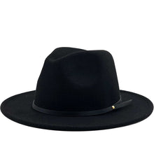 Load image into Gallery viewer, Simple Women Men Wool Vintage Gangster Trilby Felt Fedora Hat With Wide Brim Gentleman Elegant Lady Winter Autumn Jazz Caps