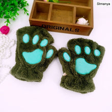 Load image into Gallery viewer, New Women Cute Cat Claw Paw Plush Mittens Warm Soft Plush Short Fingerless Fluffy Bear Cat Gloves Costume Half Finger Party Gift