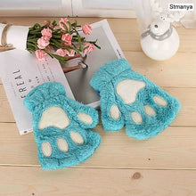 Load image into Gallery viewer, New Women Cute Cat Claw Paw Plush Mittens Warm Soft Plush Short Fingerless Fluffy Bear Cat Gloves Costume Half Finger Party Gift