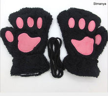 Load image into Gallery viewer, New Women Cute Cat Claw Paw Plush Mittens Warm Soft Plush Short Fingerless Fluffy Bear Cat Gloves Costume Half Finger Party Gift