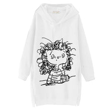 Load image into Gallery viewer, Women Long Hoodie Sweatshirt Pullover Cartoon Print Long Sleeve Splited Pockets Sweatshirt Hoody Pullovers Dress Sudadera Mujer