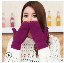 Load image into Gallery viewer, Women Winter Thick Knitted Cashmere Double Layer Plush Wool Knit Warm Mittens Female Cute Full Fingers Gloves L80