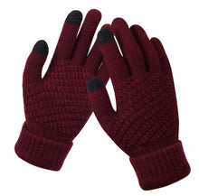Load image into Gallery viewer, Women's Winter Touch Screen Gloves Thicken Warm Knitted Stretch Gloves Imitation Wool Full Finger Outdoor Skiing Gloves
