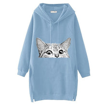 Load image into Gallery viewer, Women Long Hoodie Sweatshirt Pullover Cartoon Print Long Sleeve Splited Pockets Sweatshirt Hoody Pullovers Dress Sudadera Mujer