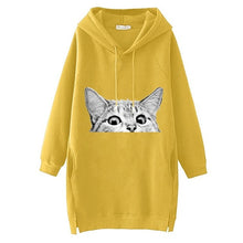 Load image into Gallery viewer, Women Long Hoodie Sweatshirt Pullover Cartoon Print Long Sleeve Splited Pockets Sweatshirt Hoody Pullovers Dress Sudadera Mujer