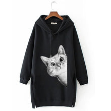 Load image into Gallery viewer, Women Long Hoodie Sweatshirt Pullover Cartoon Print Long Sleeve Splited Pockets Sweatshirt Hoody Pullovers Dress Sudadera Mujer