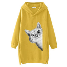 Load image into Gallery viewer, Women Long Hoodie Sweatshirt Pullover Cartoon Print Long Sleeve Splited Pockets Sweatshirt Hoody Pullovers Dress Sudadera Mujer