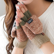 Load image into Gallery viewer, 2020 Winter Warm Thickening Wool Gloves Knitted Flip Fingerless Exposed Finger Thick Gloves Without Fingers Mittens Glove Women