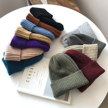 Load image into Gallery viewer, New Candy Colors Winter Hat Women Knitted Hat Warm Soft Trendy Hat Kpop Style Wool Beanie Elegant All-match Hat
