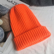 Load image into Gallery viewer, New Candy Colors Winter Hat Women Knitted Hat Warm Soft Trendy Hat Kpop Style Wool Beanie Elegant All-match Hat
