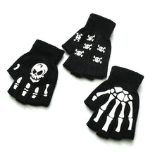 Load image into Gallery viewer, Halloween Style Gloves Horror Skull Claw Bone Skeleton Half Gloves Novelty Unisex Mitten Gloves Winter Hand Warmer
