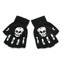 Load image into Gallery viewer, Halloween Style Gloves Horror Skull Claw Bone Skeleton Half Gloves Novelty Unisex Mitten Gloves Winter Hand Warmer
