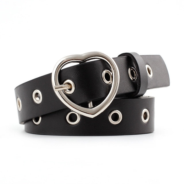 PKWYKLRE New sweetheart buckle with adjustable ladies luxury brand cute Heart-shaped thin belt high quality punk fashion belts