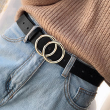 Load image into Gallery viewer, 2020 New Designer&#39;s Famous Brand Leatherhigh Quality Belt Fashion Alloy Double Ring Circle Buckle Girl Jeans Dress Wild Belts
