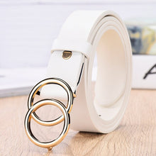 Load image into Gallery viewer, 2020 New Designer&#39;s Famous Brand Leatherhigh Quality Belt Fashion Alloy Double Ring Circle Buckle Girl Jeans Dress Wild Belts

