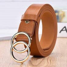 Load image into Gallery viewer, 2020 New Designer&#39;s Famous Brand Leatherhigh Quality Belt Fashion Alloy Double Ring Circle Buckle Girl Jeans Dress Wild Belts
