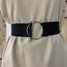 Load image into Gallery viewer, Belts for Women Black Simple Waist Elastic Ladies Band Round Buckle Decoration Coat Sweater Fashion Dress Rice White
