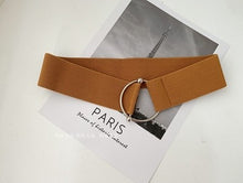 Load image into Gallery viewer, Belts for Women Black Simple Waist Elastic Ladies Band Round Buckle Decoration Coat Sweater Fashion Dress Rice White
