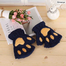 Load image into Gallery viewer, New Women Cute Cat Claw Paw Plush Mittens Warm Soft Plush Short Fingerless Fluffy Bear Cat Gloves Costume Half Finger Party Gift
