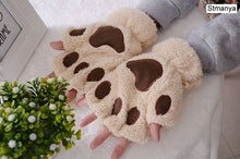 Load image into Gallery viewer, New Women Cute Cat Claw Paw Plush Mittens Warm Soft Plush Short Fingerless Fluffy Bear Cat Gloves Costume Half Finger Party Gift

