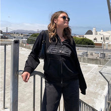 Load image into Gallery viewer, Dulzura Rhinestone Letter Print Women Long Sleeve Sweatshirt Hoodis Zipper Loose Oversized Streetwear Casual 2020 Autumn Winter
