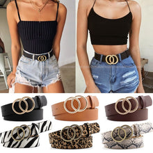 Load image into Gallery viewer, Double Ring Women Belt Fashion Waist Belt PU Leather Metal Buckle Heart Pin Belts For Ladies Leisure Dress Jeans Wild Waistband
