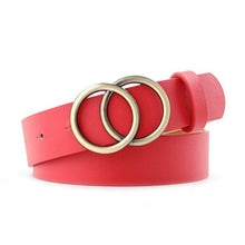 Load image into Gallery viewer, Double Ring Women Belt Fashion Waist Belt PU Leather Metal Buckle Heart Pin Belts For Ladies Leisure Dress Jeans Wild Waistband
