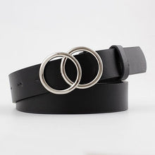 Load image into Gallery viewer, Double Ring Women Belt Fashion Waist Belt PU Leather Metal Buckle Heart Pin Belts For Ladies Leisure Dress Jeans Wild Waistband
