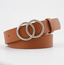 Load image into Gallery viewer, Double Ring Women Belt Fashion Waist Belt PU Leather Metal Buckle Heart Pin Belts For Ladies Leisure Dress Jeans Wild Waistband

