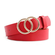 Load image into Gallery viewer, Double Ring Women Belt Fashion Waist Belt PU Leather Metal Buckle Heart Pin Belts For Ladies Leisure Dress Jeans Wild Waistband
