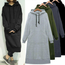Load image into Gallery viewer, Women Loose Long Hoodie Casual Solid Color Hooded Sweatshirts Student&#39;s Autumn Winter Baggy Pullover Oversized Sweatshirt Dress

