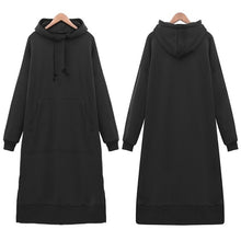 Load image into Gallery viewer, Women Loose Long Hoodie Casual Solid Color Hooded Sweatshirts Student&#39;s Autumn Winter Baggy Pullover Oversized Sweatshirt Dress
