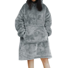 Load image into Gallery viewer, Oversized Hoodie Blanket With Sleeves Sweatshirt Plaid Winter Fleece Hoody Women Pocket Female Hooded Sweat Oversize Femme
