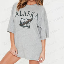 Load image into Gallery viewer, Fashion women&#39;s cotton Stand collar half zipper letter printing long sleeve sweatshirts Vintage Grey casual loose sweatshirt
